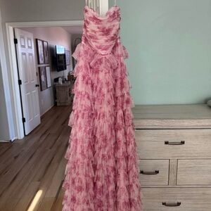 Pink Ruffled Prom Dress